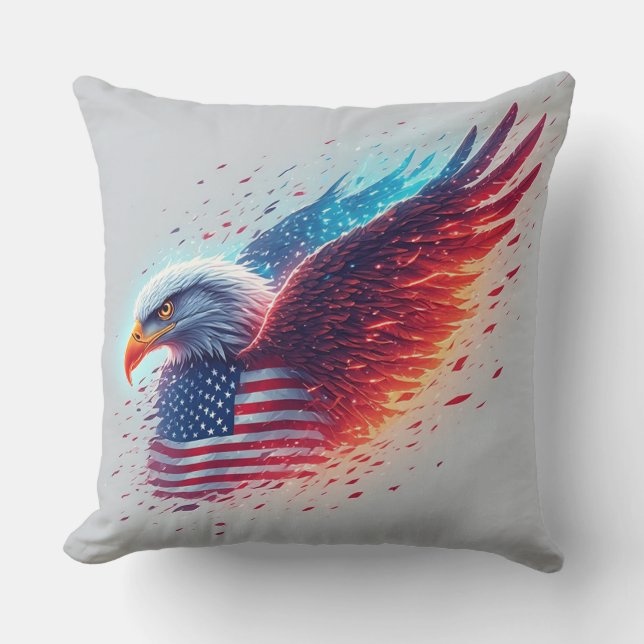 Almofada Desenho de Águia do Dia da Independência dos EUA (Frente)