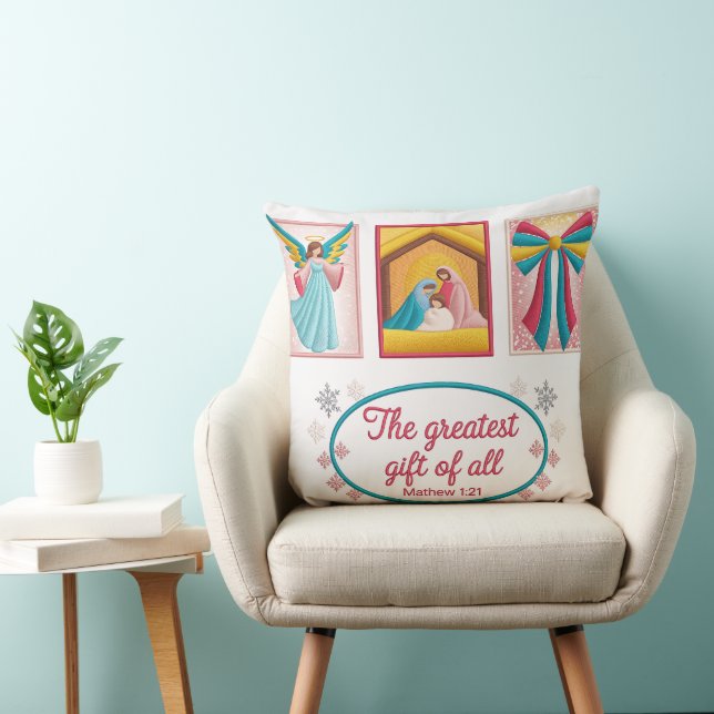 Almofada Desenho de Bordado de Natal – Anjo,  (Cadeira)
