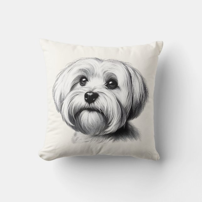 Almofada Desenho de Cão Maltês (Frente)