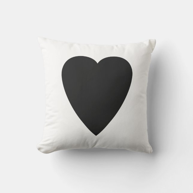 Almofada Desenho de Coração em Forma Pastel Branco e Preto (Frente)