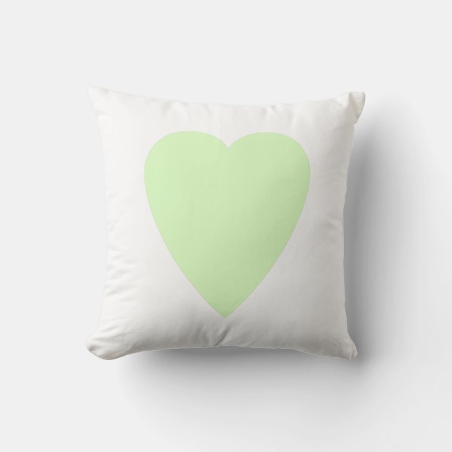 Almofada Desenho de Coração em Forma Pastel Branco e Verde  (Frente)