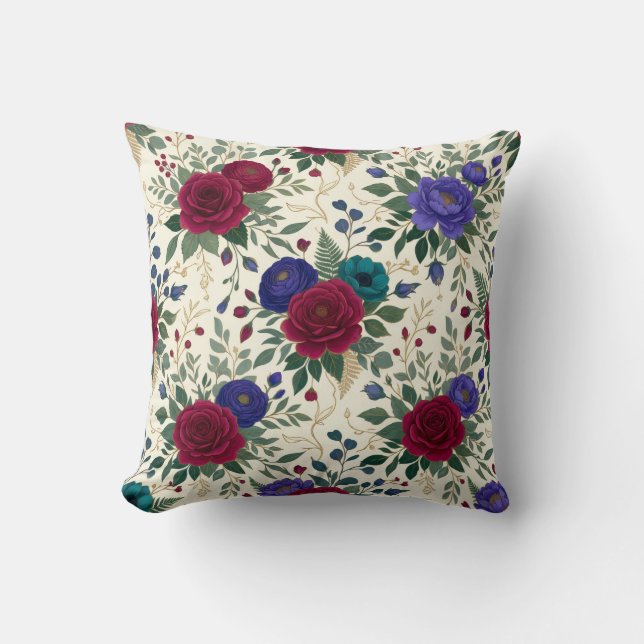 Almofada Desenho de decote floral e borda de bainha (Frente)