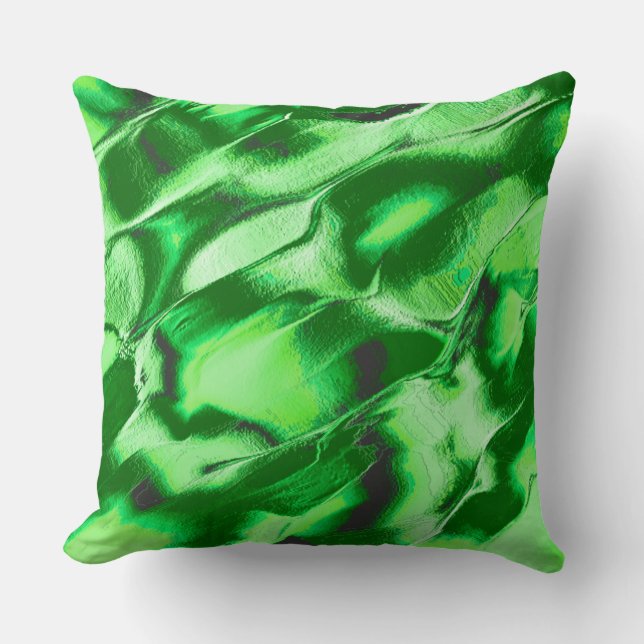 Almofada Desenho de dunas verdes metálicas grossas (Frente)