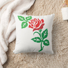 Almofada Desenho de Flor de Rosa Vermelha – Beleza Floral C