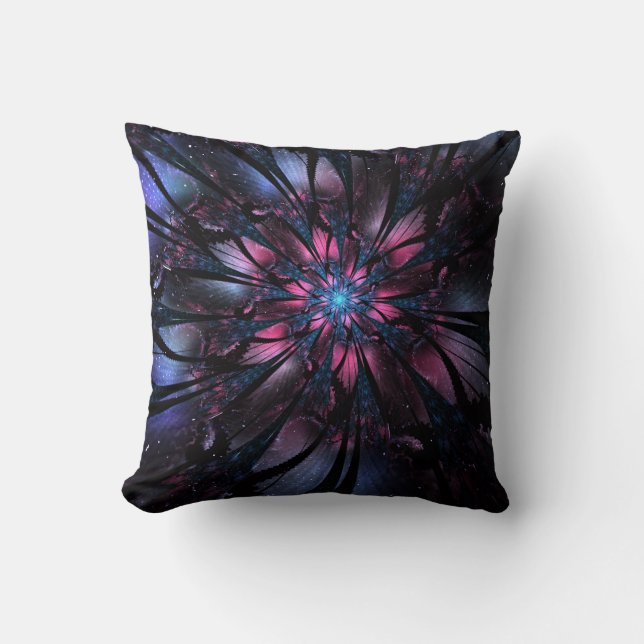 Almofada desenho de flor fractal abstrata. (Frente)