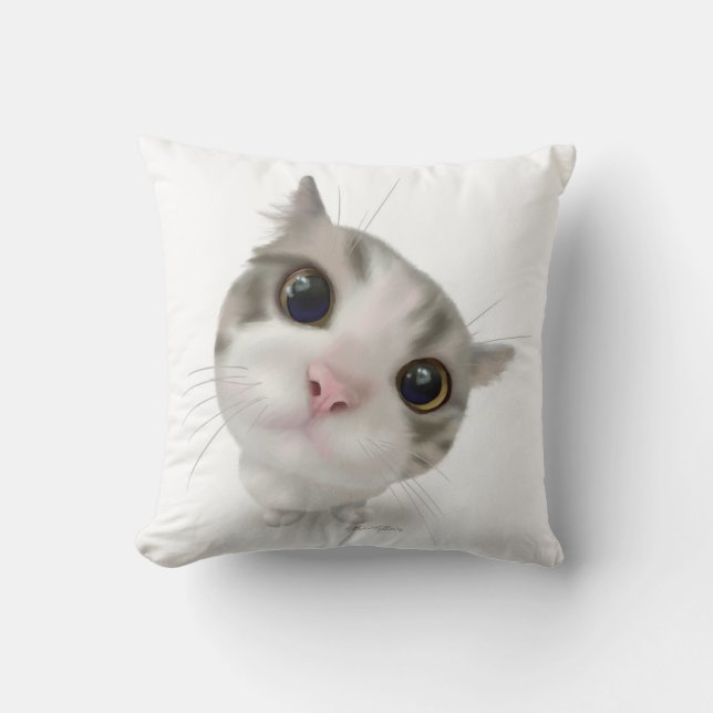 Almofada Desenho de gatinho malhado fofo (Frente)