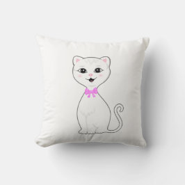 Almofada Desenho de Gato Branco Inteligente Fofo