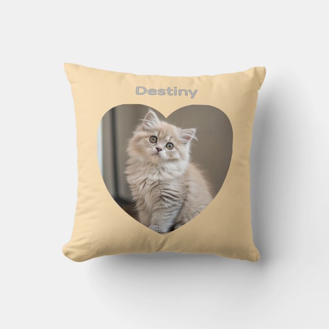 Almofada Desenho de Gato em Forma de Coração (Frente)