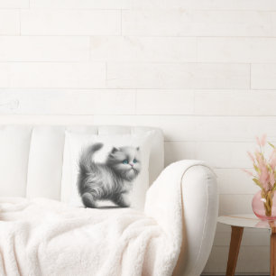 Almofada Desenho De Kitten Em Branco
