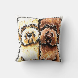 Almofada Desenho de Labradoodles de Chocolate Creme