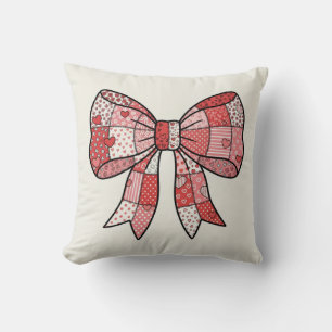 Almofada Desenho de Laço de Fita com Remendo Vermelho Român