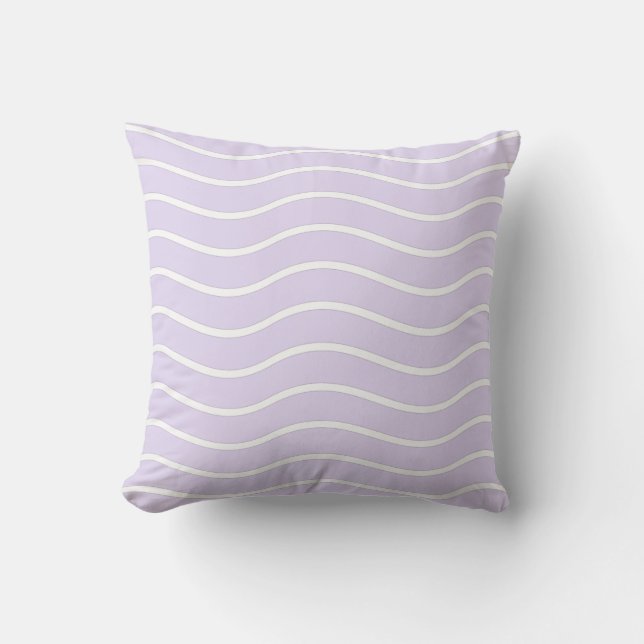 Almofada Desenho de Listras Onduladas Lilás Roxo e Branco (Frente)