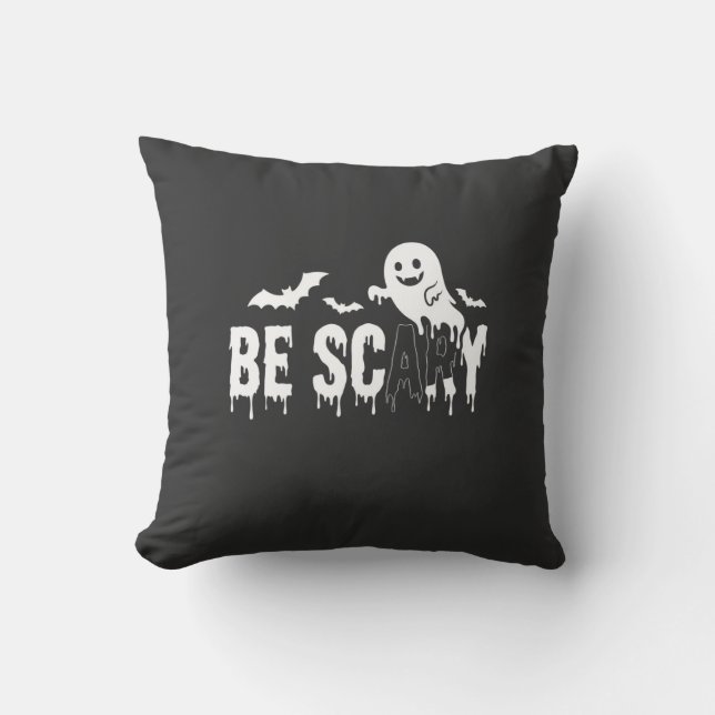 Almofada Desenho de Morcego Fantasma de Halloween Assustado (Frente)