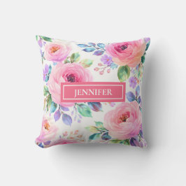 Almofada Desenho de Nome Personalizado Boho Floral do Nasce
