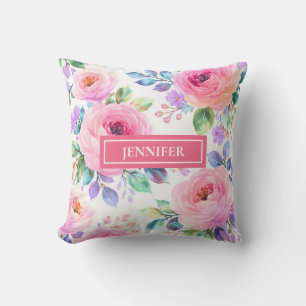 Almofada Desenho de Nome Personalizado Boho Floral do Nasce