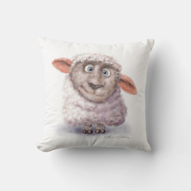 Almofada Desenho de ovelha de bola de algodão (Frente)