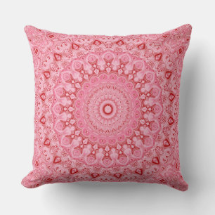 Almofada Desenho de Padrão de Mandala Vermelho e Rosa