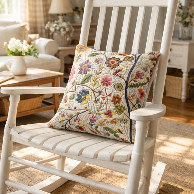 Almofada Desenho de Patchwork Floral (Criador carregado)