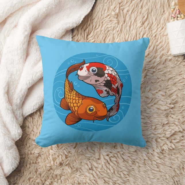 Almofada Desenho de Peixe Yin Yang com Carpas Koi Excêntric (Cobertor)