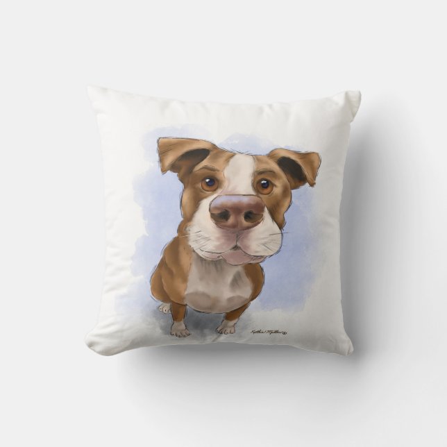Almofada Desenho de Pit Bull Fofo (Frente)