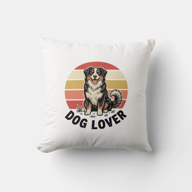 Almofada Desenho de pôr do sol de cachorro fofo com gravaçã (Frente)