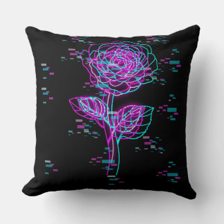 Almofada Desenho de Rosa Neon Glitch