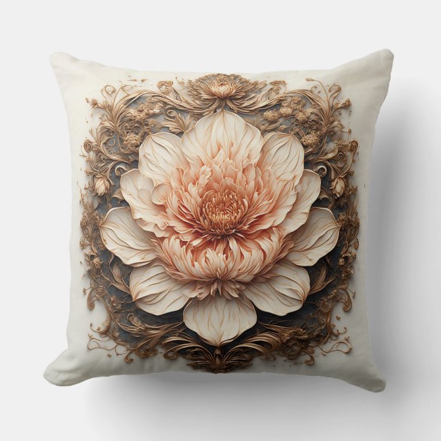 Almofada Desenho de Rosa Ornamental (Frente)