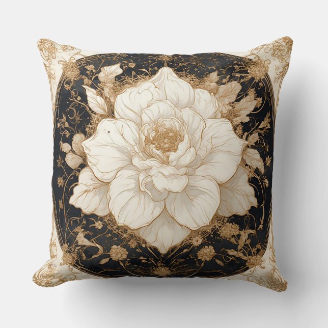 Almofada Desenho de Rosa Ornamental (Frente)