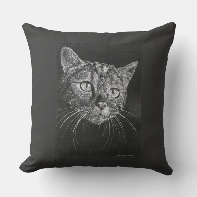 Almofada Desenho de Rosto de Gato (Frente)
