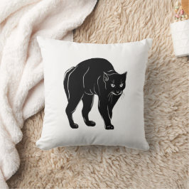 Almofada Desenho de Silhueta de Gato Preto à Espera no Hall