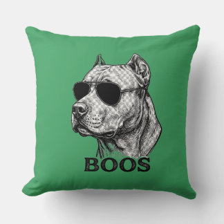 Almofada Desenho de tatuagem de Pitbull com óculos de sol B