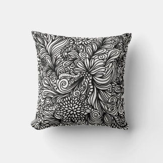 Almofada desenho de zentangle de flor e paisley