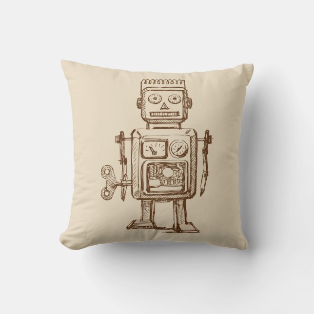 Almofada Desenho/Desenho do Robô Vintage (Frente)