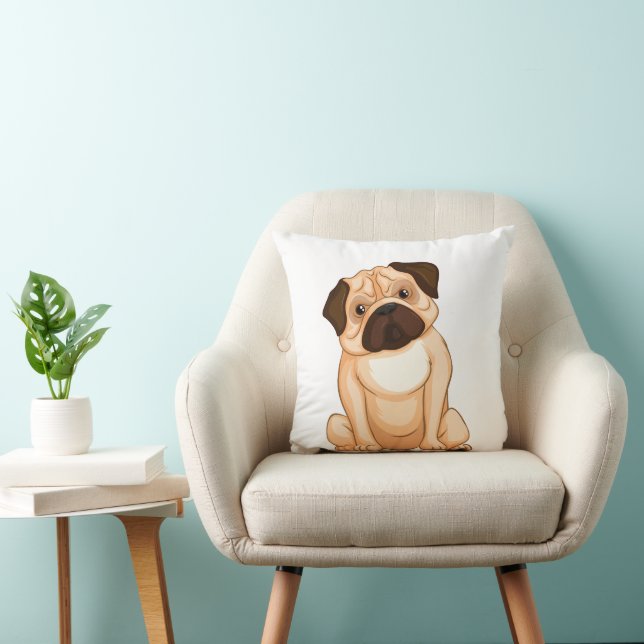 Almofada Desenho do Pug Mal-humorado (Cadeira)