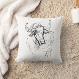 Almofada Desenho do Retrato abstrato Bull