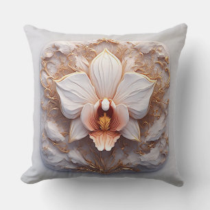 Almofada Desenho Elegante de Relevo Floral Com Detalhes Orn