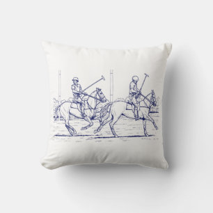 Almofada Desenho Estilizado Vintage de Partida de Polo #2 A
