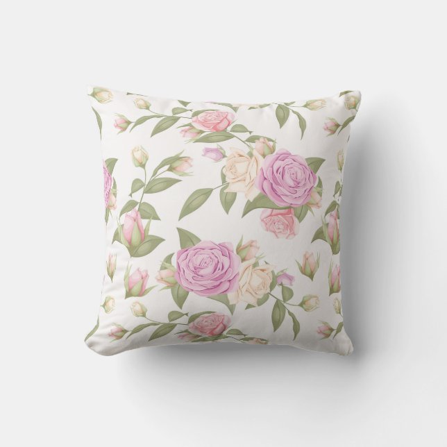 Almofada Desenho Floral Cor-de-Rosa (Frente)
