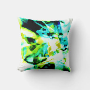 Almofada Desenho Floral Verde Aqua Amarelo Preto Medley