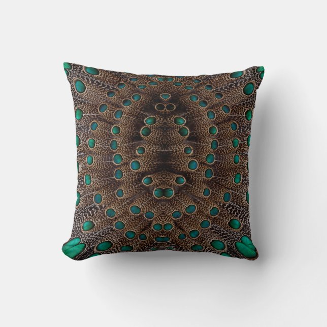 Almofada Desenho Fractal de Pena de Faisão (Frente)