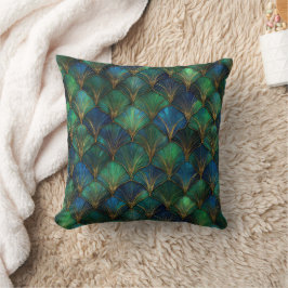 Almofada Desenho Geométrico Art Déco Azul Verde Dourado
