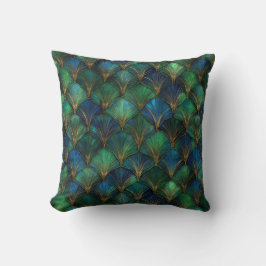Almofada Desenho Geométrico Art Déco Azul Verde Dourado