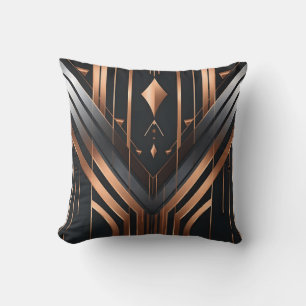 Almofada Desenho Geométrico Art Déco em Cobre e Prata