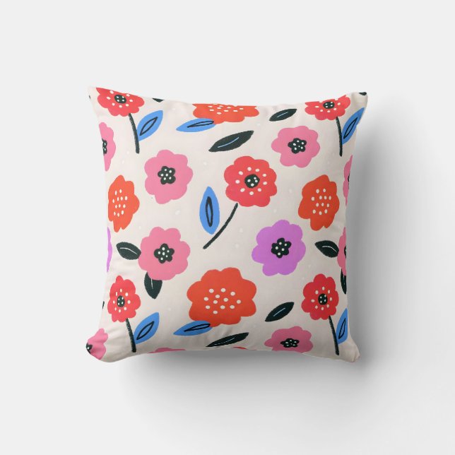 Almofada Desenho Han de padrão de flores (Frente)