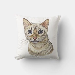 Almofada Desenho manual de um gato bengala de neve, T-Shirt