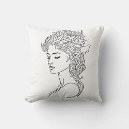 Almofada Desenho Mínimo do Rosto do Retrato Retrato