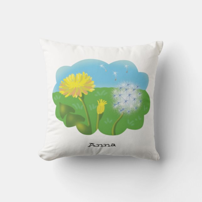 Almofada desenho personalizado de flores no campo (Frente)