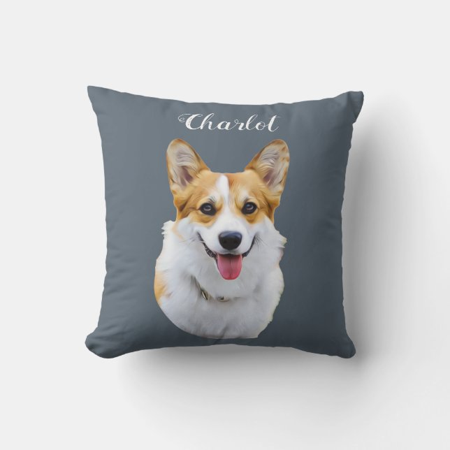 Almofada Desenho Personalizado do Cão Galês Corgi (Frente)