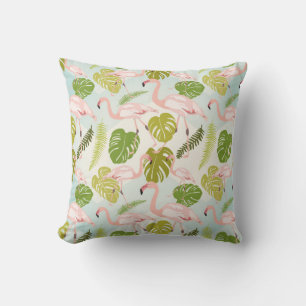 Almofada Desenho rosado a mão do flamingo. Ilustração Vinta