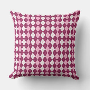 Almofada Desenho Simétrico Argyle Rosa e Branco
